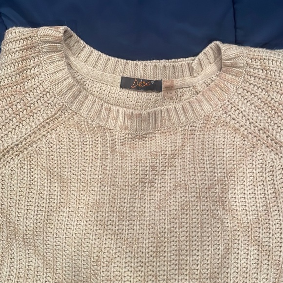 Dex | snake foil gold long sleeve sweater, Chunky knit, Beige w/sheen, Women’s L - Picture 8 of 11